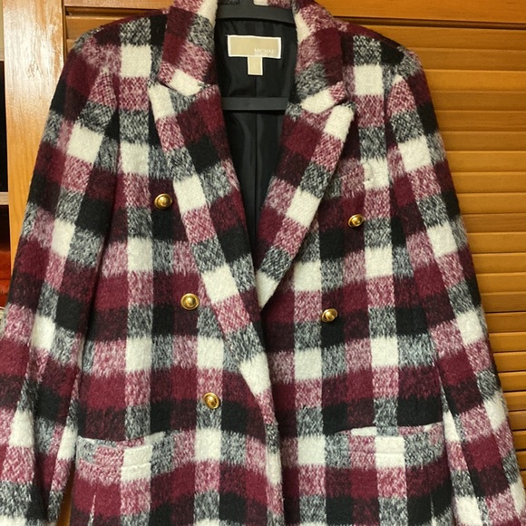 Michael kors wool military coat jacket plaid - Picture 3 of 9